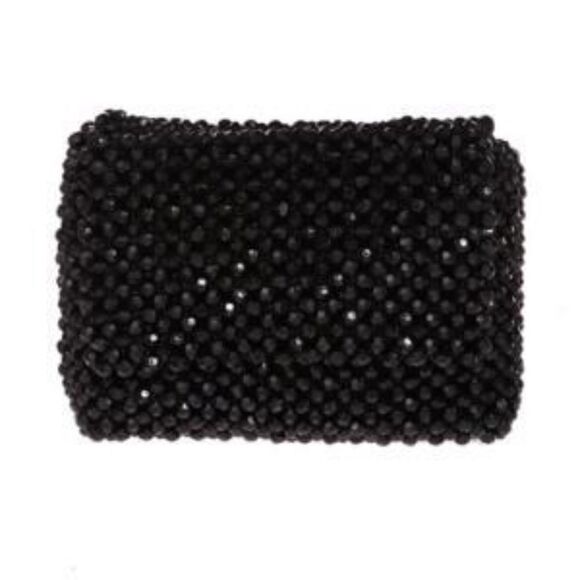 NWT La Regale macrame black bead mini bag - Picture 1 of 8